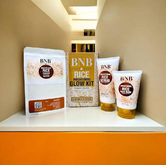 BNB 3 In 1 Rice Extract & Glow Kit - Rice Face Wash + Rice Scrub + Rice Face Mask lushloop