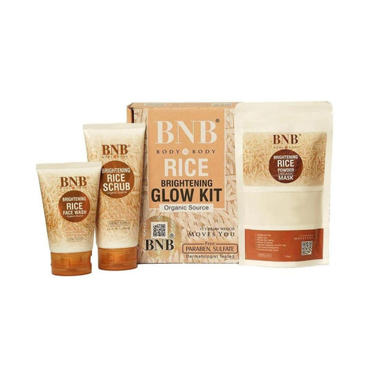 BNB 3 In 1 Rice Extract & Glow Kit - Rice Face Wash + Rice Scrub + Rice Face Mask lushloop